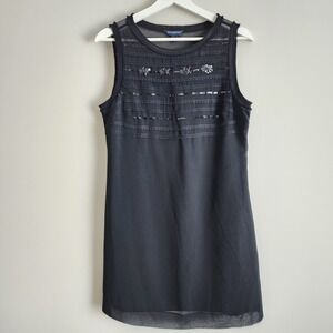 BANANA REPUBLIC Little Black Dress Womens 6 Sexy Sequins Chiffon Sheer‎ Lined